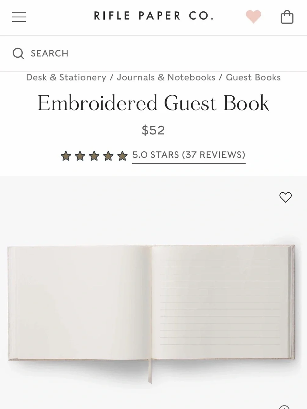 Rifle Paper Co. Embroidered Floral Wedding Guest Book